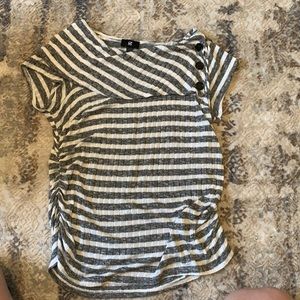 IZByer grey and white stripped cap sleeve shirt